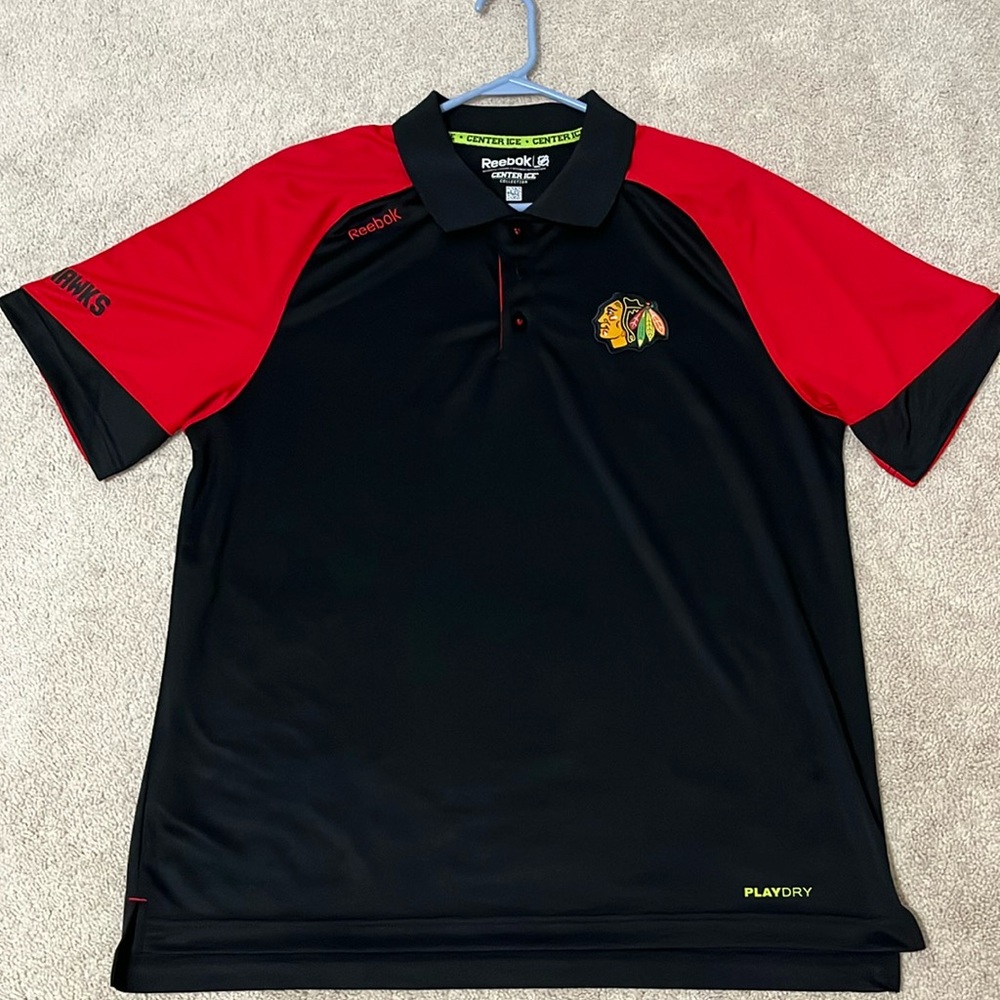 Reebok Blackhawk Polo Shirt. Size Large